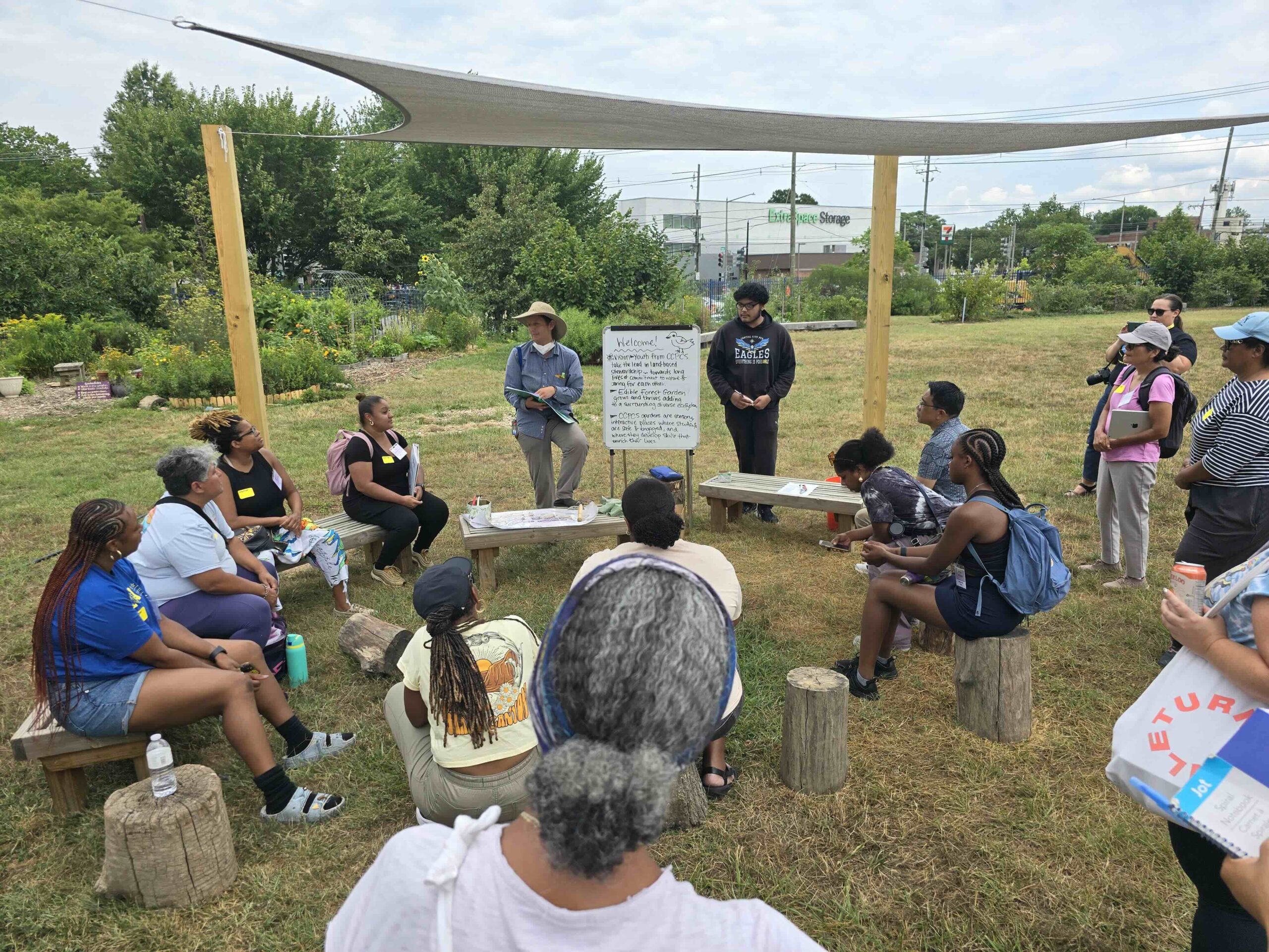 educators visit a school garden during the 2024 summer institute