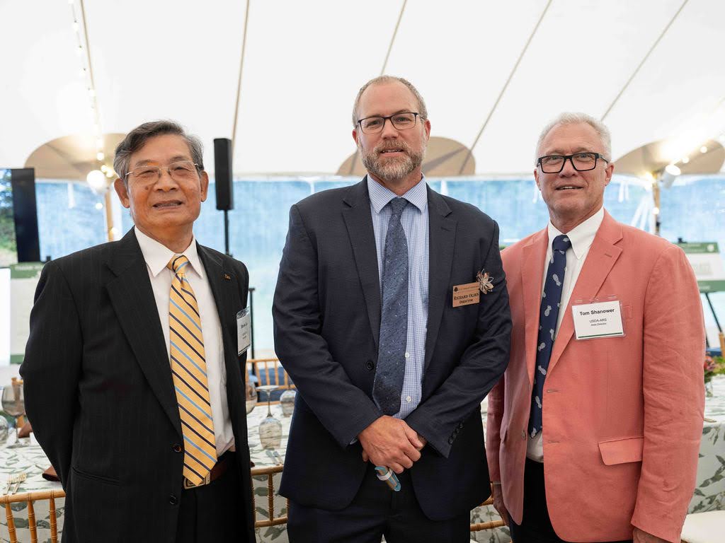 Dr. Simon Liu, Administrator of the USDA Agricultural Research Service, Dr. Richard T. Olsen, Director of the National Arboretum, and Dr. Tom Shanower, Area Director of the USDA Agricultural Research Service.