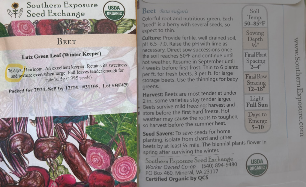 seed packet highlighting when to plant seeds